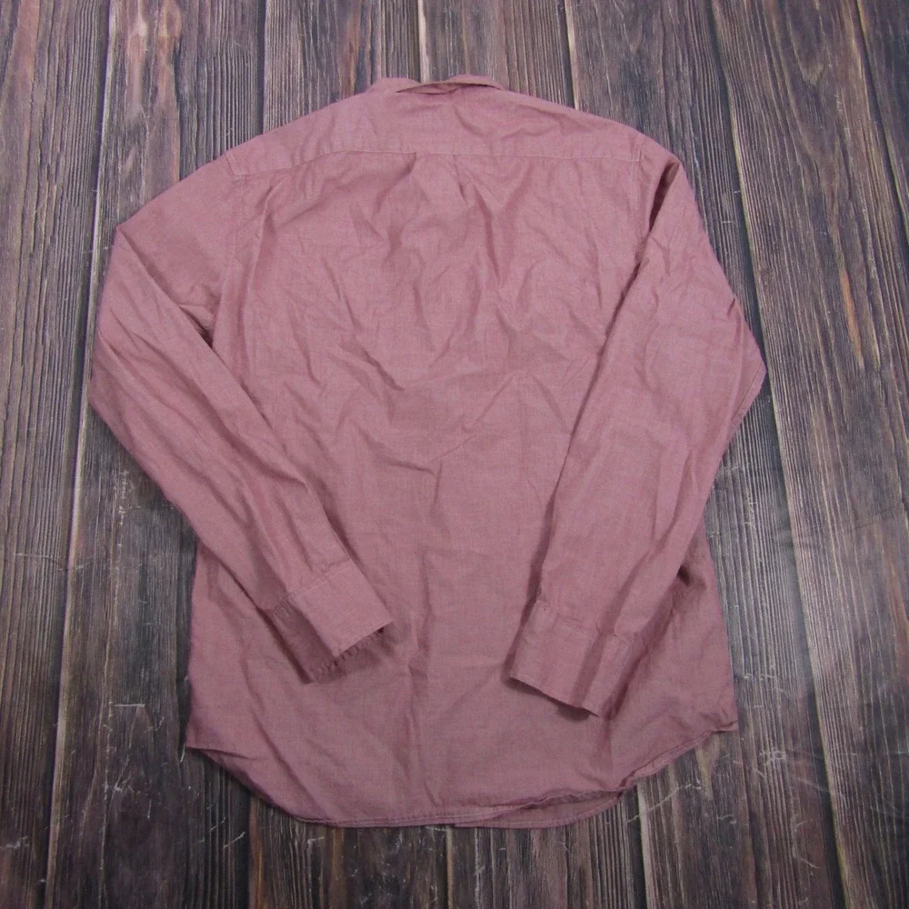 J. Crew Button Down Shirt Mens Medium Red Secret Wash Slim Fit Organic Cotton